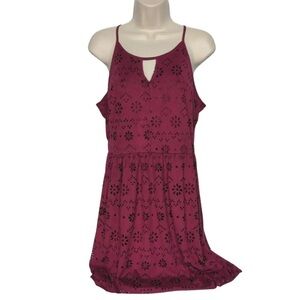 LC Lauren Conrad Burgundy Floral Cut Out Print Halter Mini Dress
